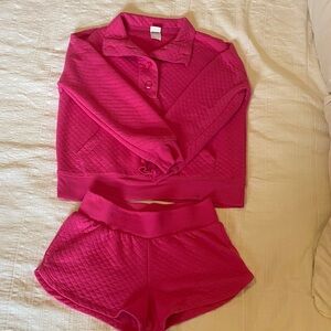 Stars Above Fuchsia Quilted Pajama Set